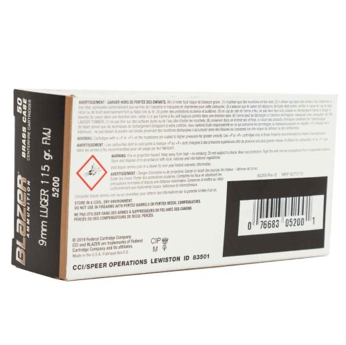 CCI Blazer Brass 9mm Luger 115gr FMJ Handgun Ammo - 50 Rounds